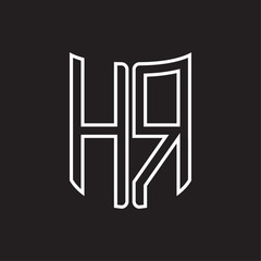 HR Logo monogram with ribbon style outline design template