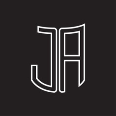 JA Logo monogram with ribbon style outline design template