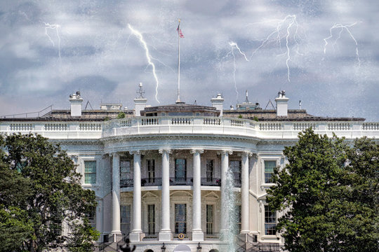 Lightning On White House In Washington DC