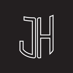 JH Logo monogram with ribbon style outline design template