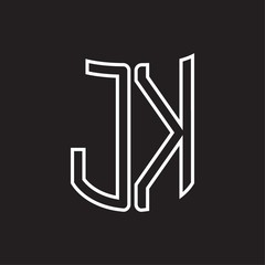 JK Logo monogram with ribbon style outline design template