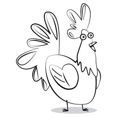 Coloring book page for children - cartoon chicken. Vector illustration.