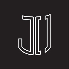 JO Logo monogram with ribbon style outline design template