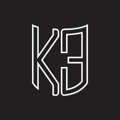 KE Logo monogram with ribbon style outline design template