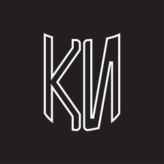 KN Logo monogram with ribbon style outline design template