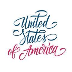 United States of America handwritten inscription. USA lettering. Creative typography for your design. Vector illustration.