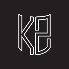 KZ Logo monogram with ribbon style outline design template