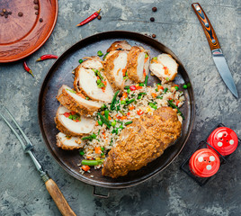 Chicken stuffed with vegetables