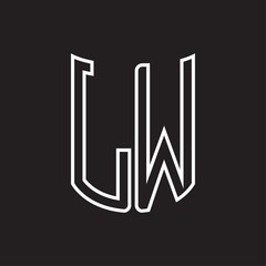 LW Logo monogram with ribbon style outline design template