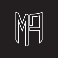MF Logo monogram with ribbon style outline design template