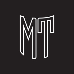 MT Logo monogram with ribbon style outline design template