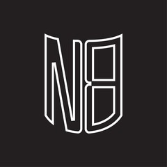 NB Logo monogram with ribbon style outline design template