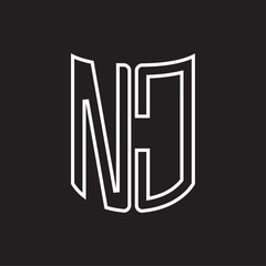 NC Logo monogram with ribbon style outline design template