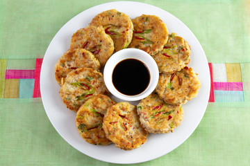 Mung-bean pancake which is called Bindaetteok