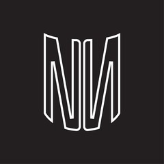 NN Logo monogram with ribbon style outline design template