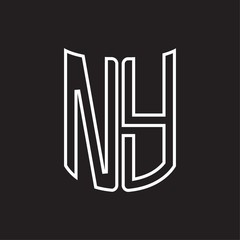 NY Logo monogram with ribbon style outline design template