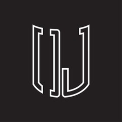 OJ Logo monogram with ribbon style outline design template