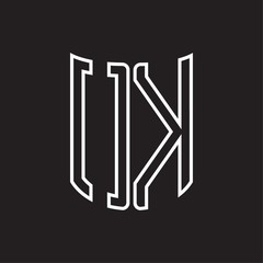 OK Logo monogram with ribbon style outline design template