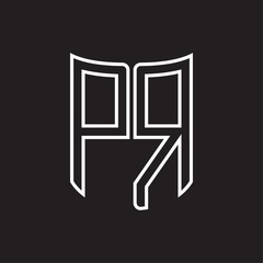 PR Logo monogram with ribbon style outline design template