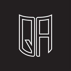 QA Logo monogram with ribbon style outline design template