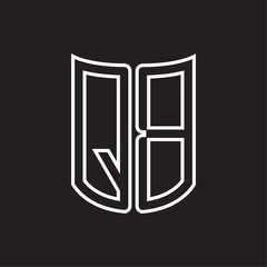 QB Logo monogram with ribbon style outline design template