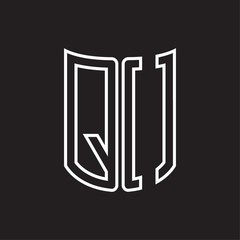 QO Logo monogram with ribbon style outline design template