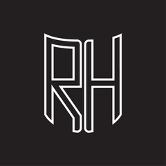 RH Logo monogram with ribbon style outline design template