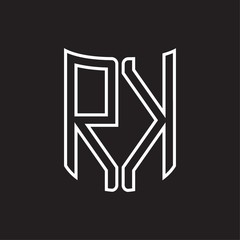 RK Logo monogram with ribbon style outline design template