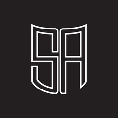 SA Logo monogram with ribbon style outline design template