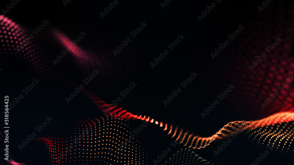 Fototapete Abstract futuristic -  technology with polygonal shapes on red  background.  Design digital technology concept.