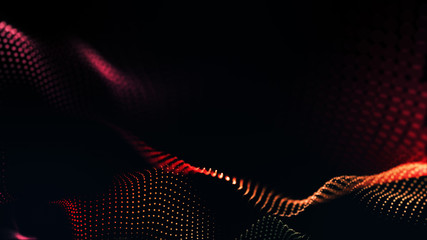 Abstract futuristic -  technology with polygonal shapes on red  background.  Design digital...