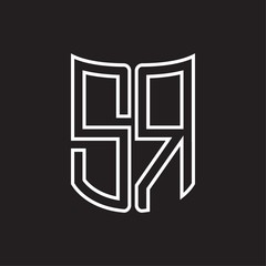 SR Logo monogram with ribbon style outline design template