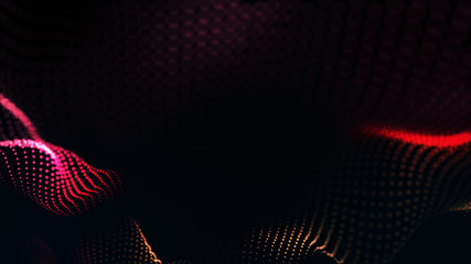 Abstract futuristic -  technology with polygonal shapes on red  background.  Design digital technology concept.