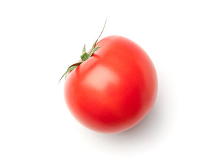 Tomato isolated on white background. Above view
