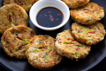 Mung-bean pancake which is called Bindaetteok