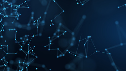 Abstract futuristic -  technology with polygonal shapes on dark blue background.  Design digital technology concept.