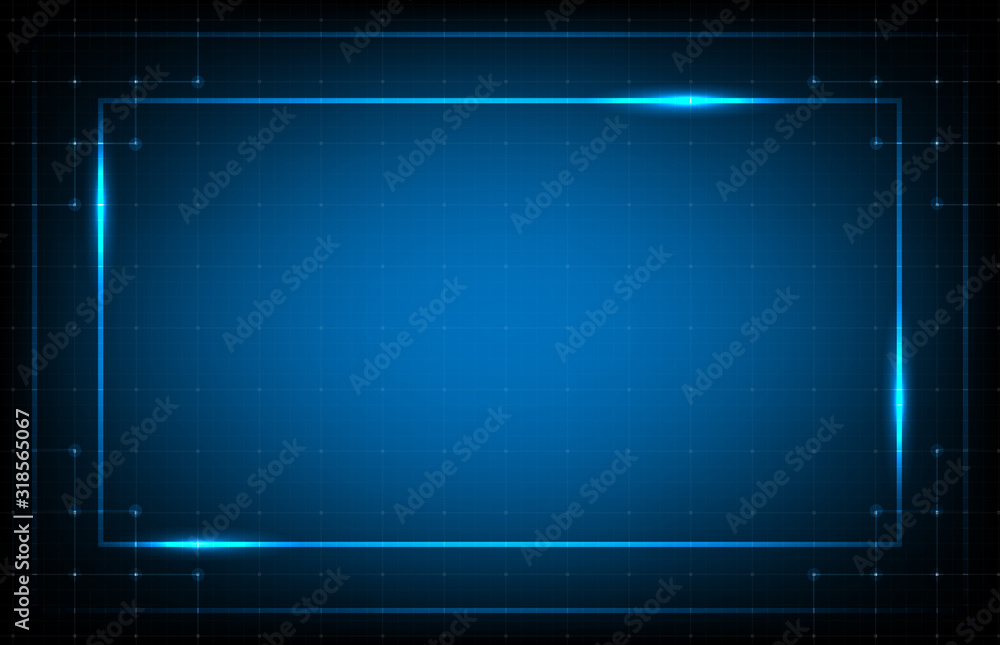 Wall mural abstract background of blue frame hud ui technology line
