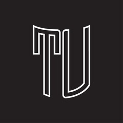 TU Logo monogram with ribbon style outline design template