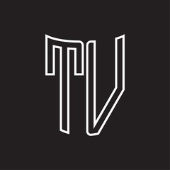 TV Logo monogram with ribbon style outline design template