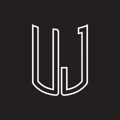 UJ Logo monogram with ribbon style outline design template