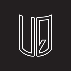 UQ Logo monogram with ribbon style outline design template