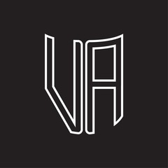 VA Logo monogram with ribbon style outline design template