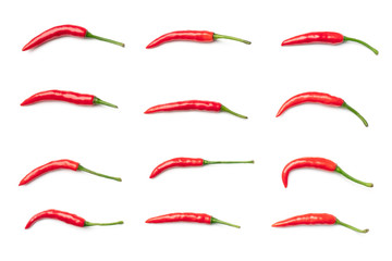 Red hot chili pepper isolated. Flat lay