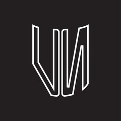 VN Logo monogram with ribbon style outline design template