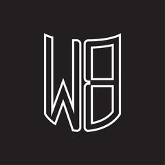 WB Logo monogram with ribbon style outline design template