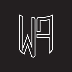 WF Logo monogram with ribbon style outline design template