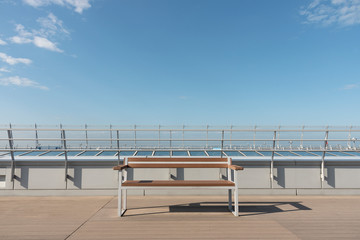 empty deck on deck with blue sky background