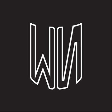 WN Logo monogram with ribbon style outline design template