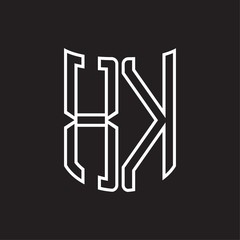 XK Logo monogram with ribbon style outline design template