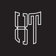 XT Logo monogram with ribbon style outline design template